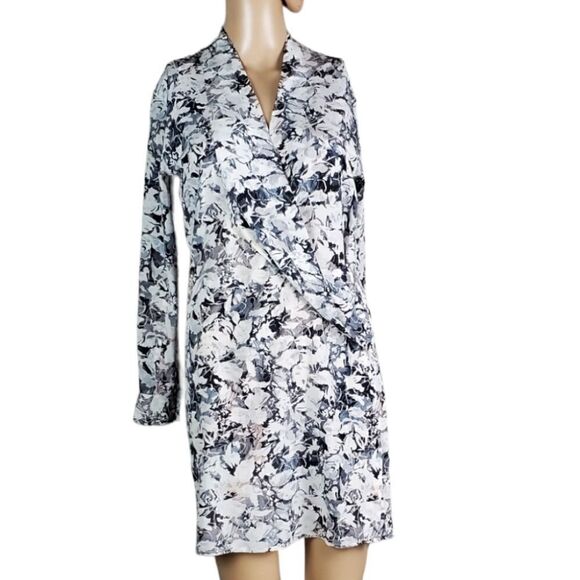 All saints Gray & Pink 100% Silk Wrap Dress - Picture 1 of 4